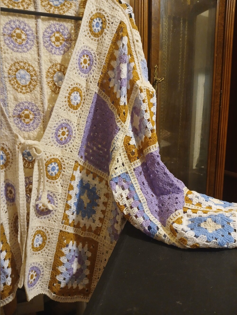 Crochet Patchwork Open Cardigan One Size - Picture 3 of 7
